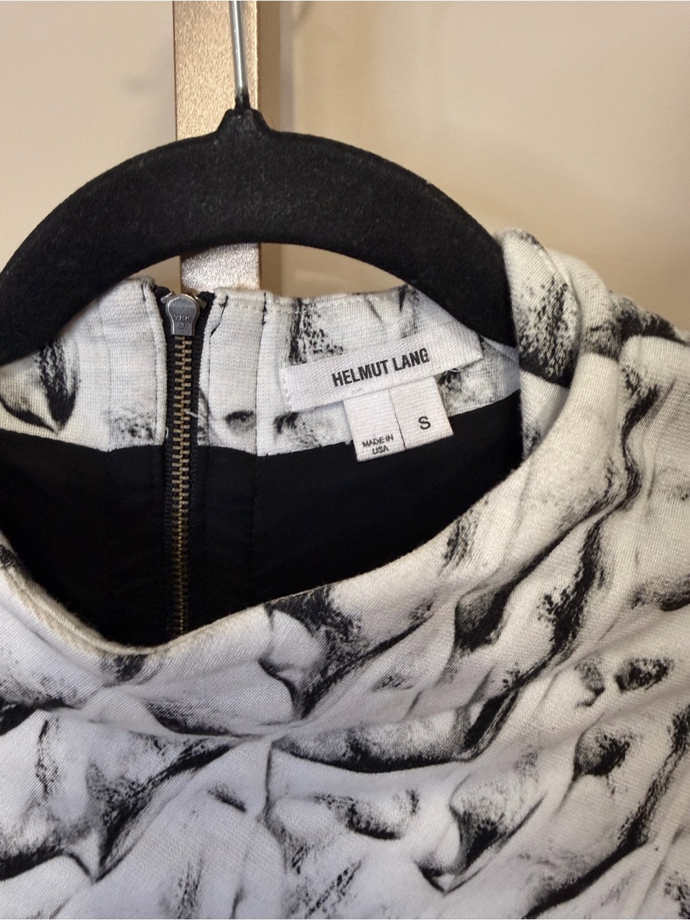 Helmut Lang Black and White Printed High-Neck Dress - Size Small - Picture 3 of 5